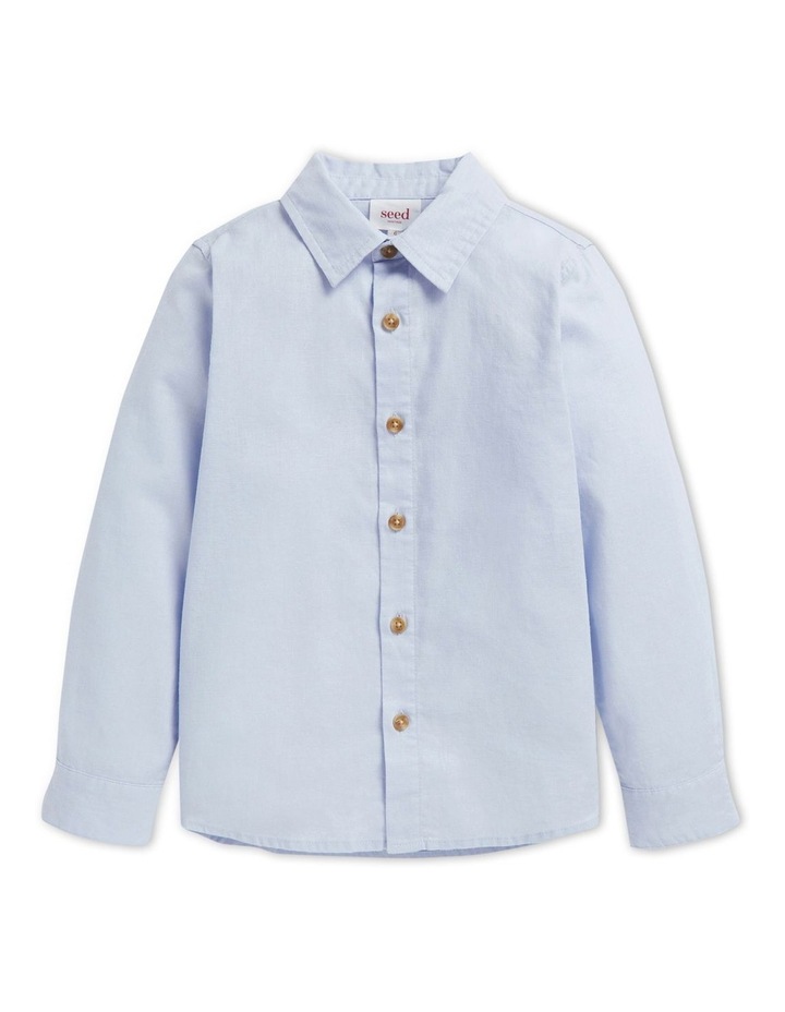 Core Linen Shirt in Powder Blue Baby Blue