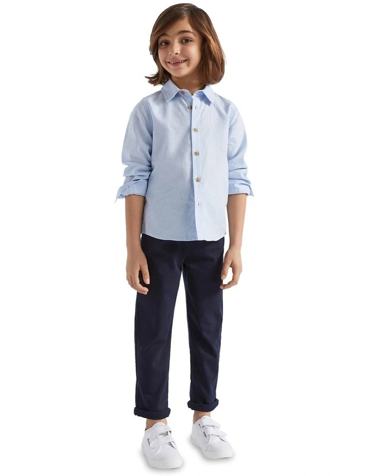 Core Linen Shirt in Powder Blue image 3