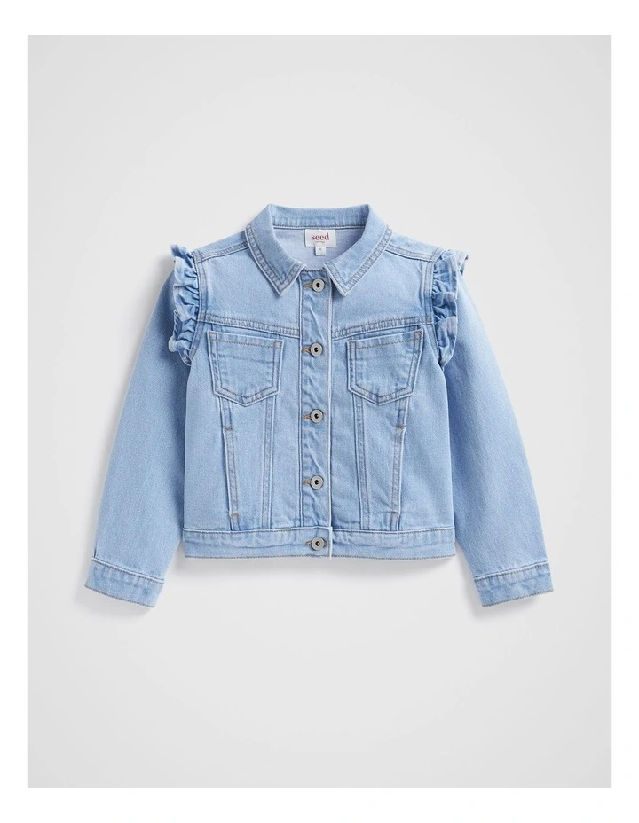 Seed Heritage Frill Denim Jacket in Clean Blue Wash | MYER