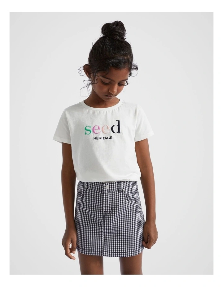 Gingham Denim Skirt in Midnight Gingham image 3