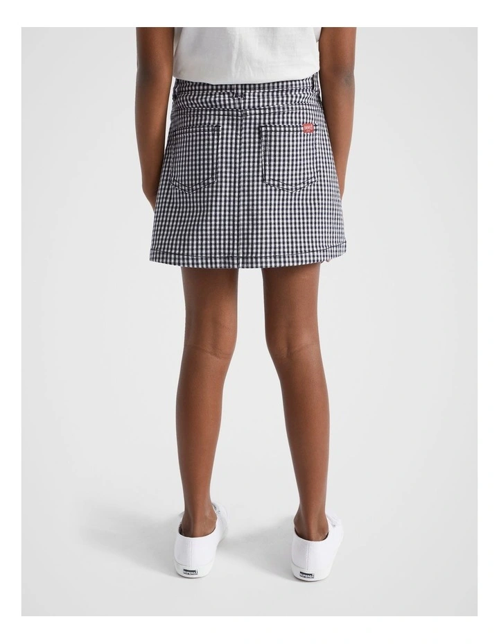 Gingham Denim Skirt in Midnight Gingham image 4