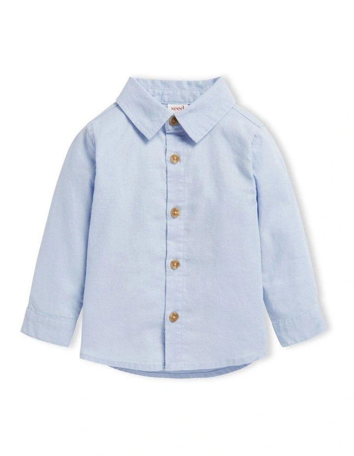 Core Linen Shirt in Powder Blue image 1