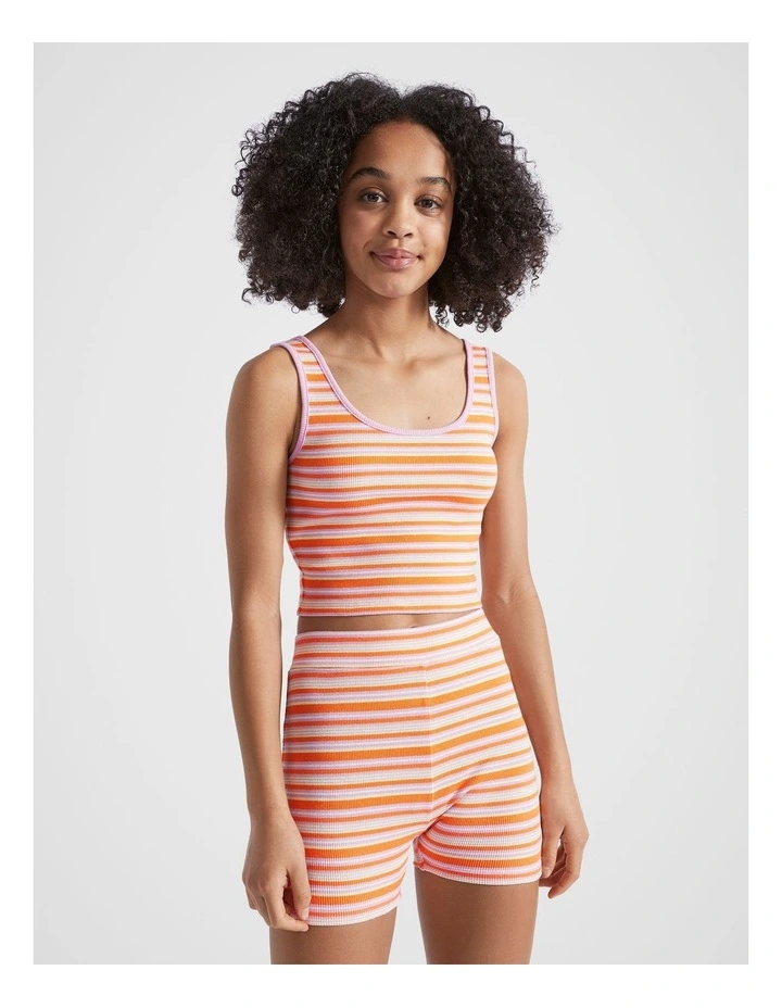 Rib Crop Singlet Top in Multi image 1