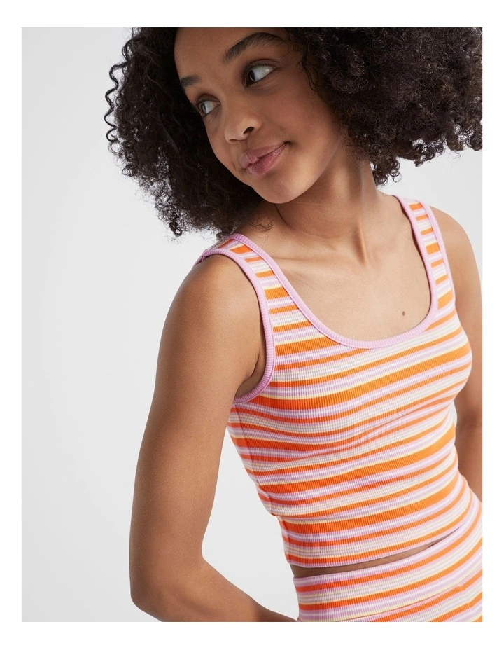 Rib Crop Singlet Top in Multi image 3