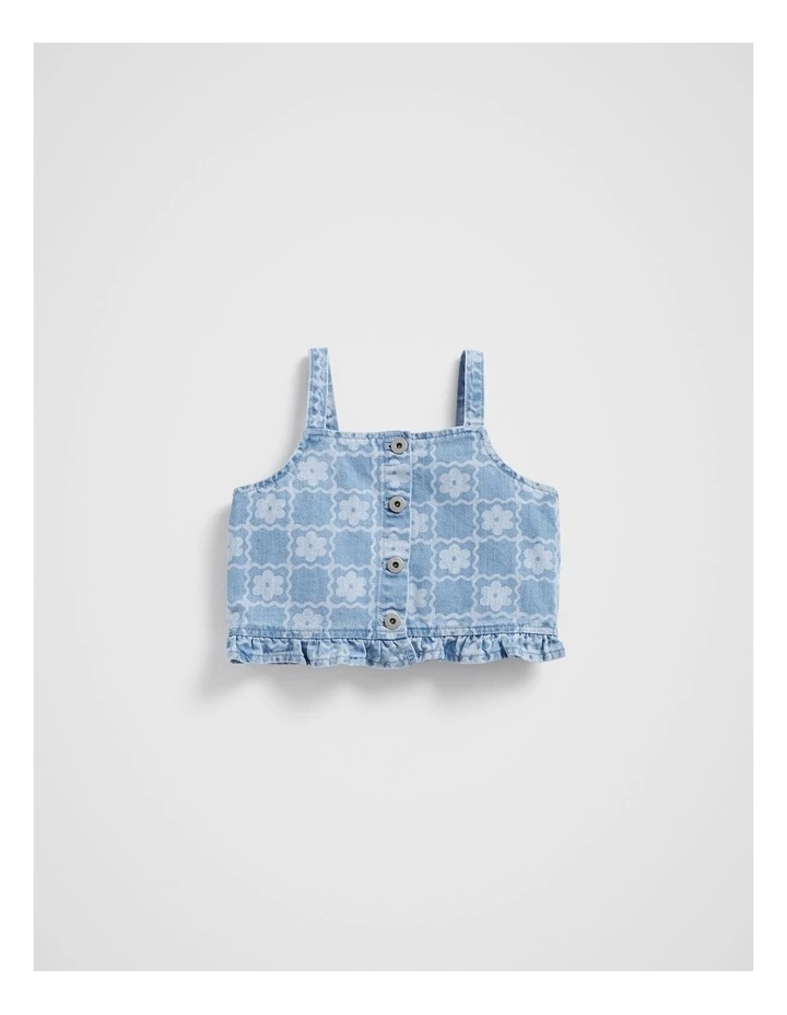 Daisy Check Cami Top in Clean Blue Wash image 1