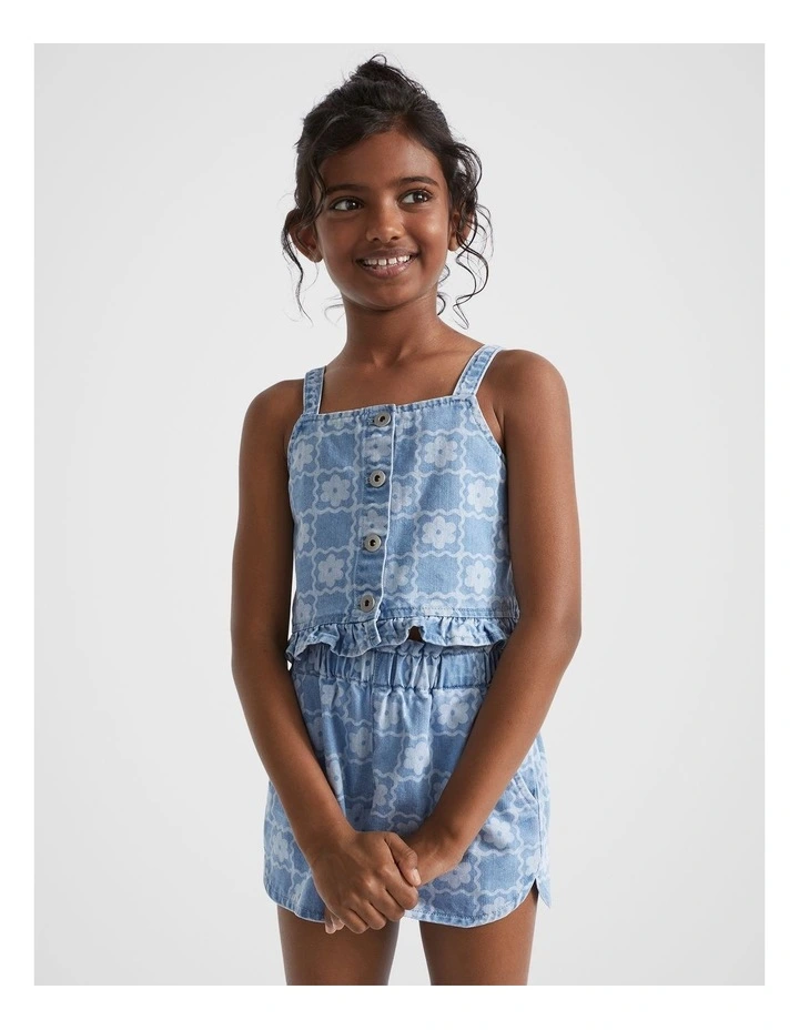 Daisy Check Cami Top in Clean Blue Wash image 2
