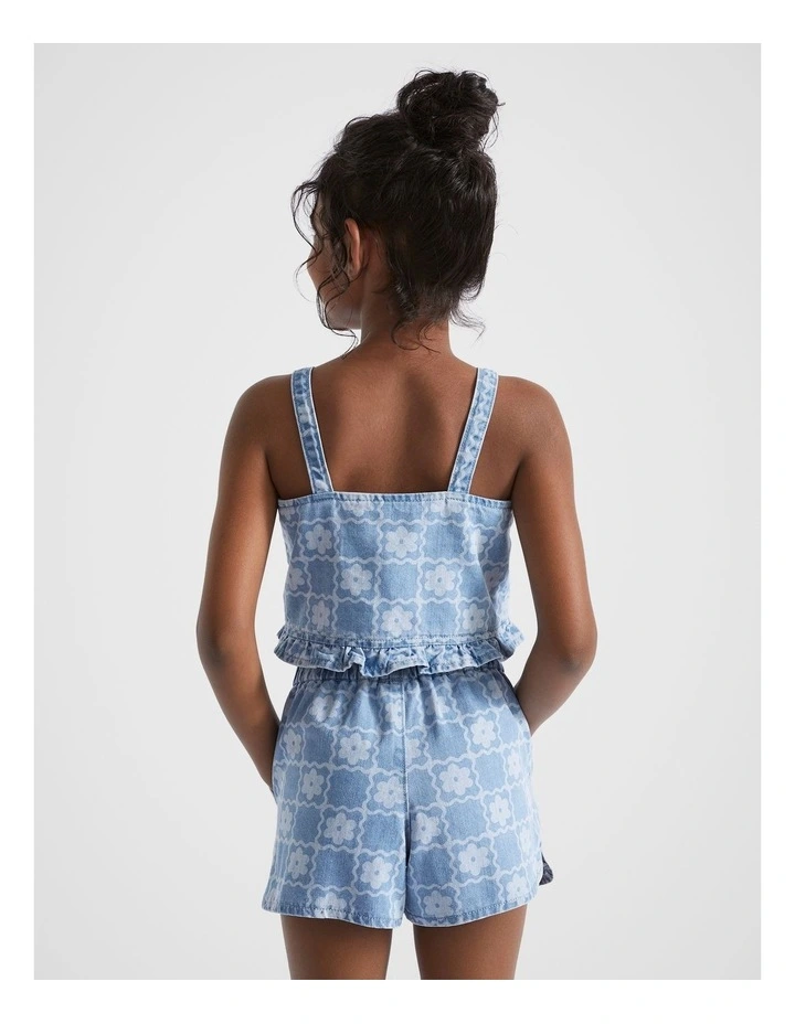 Daisy Check Cami Top in Clean Blue Wash image 3