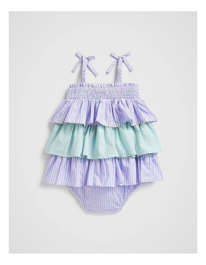 Poplin Stripe Romper in Baby Blue image 2