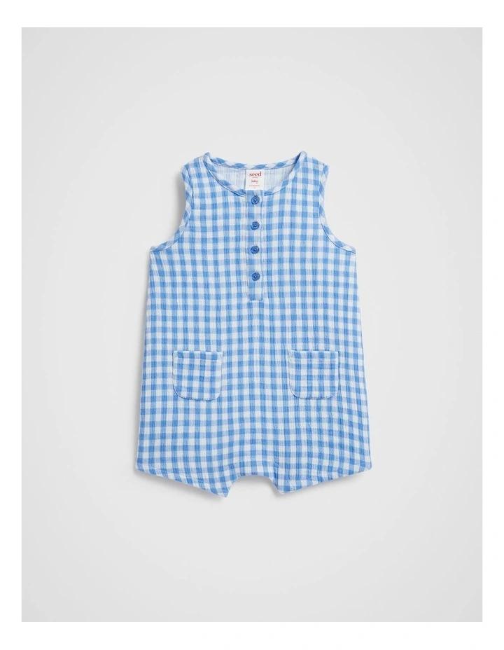 Check Romper in Ocean image 1
