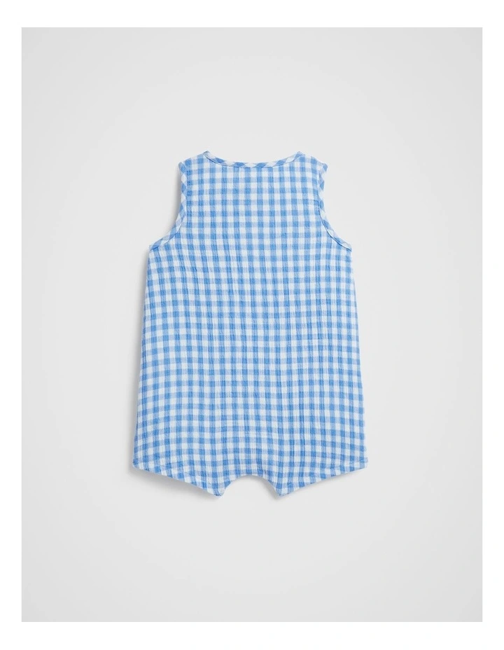 Check Romper in Ocean image 2