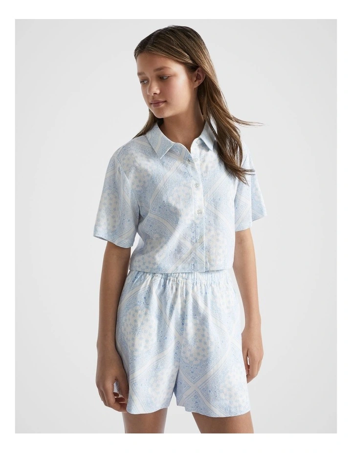 Bandana Crop Shirt in White image 1