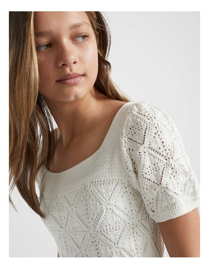 Crochet Dress in White image 2