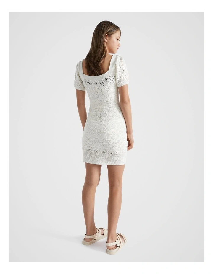 Crochet Dress in White image 3