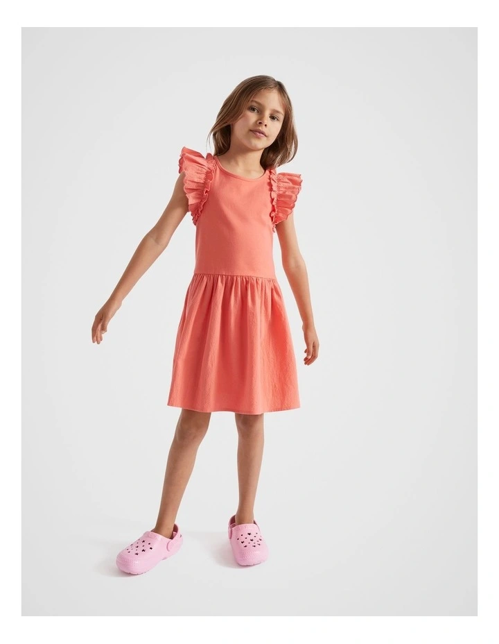Splice Scollop Dress in Red image 1