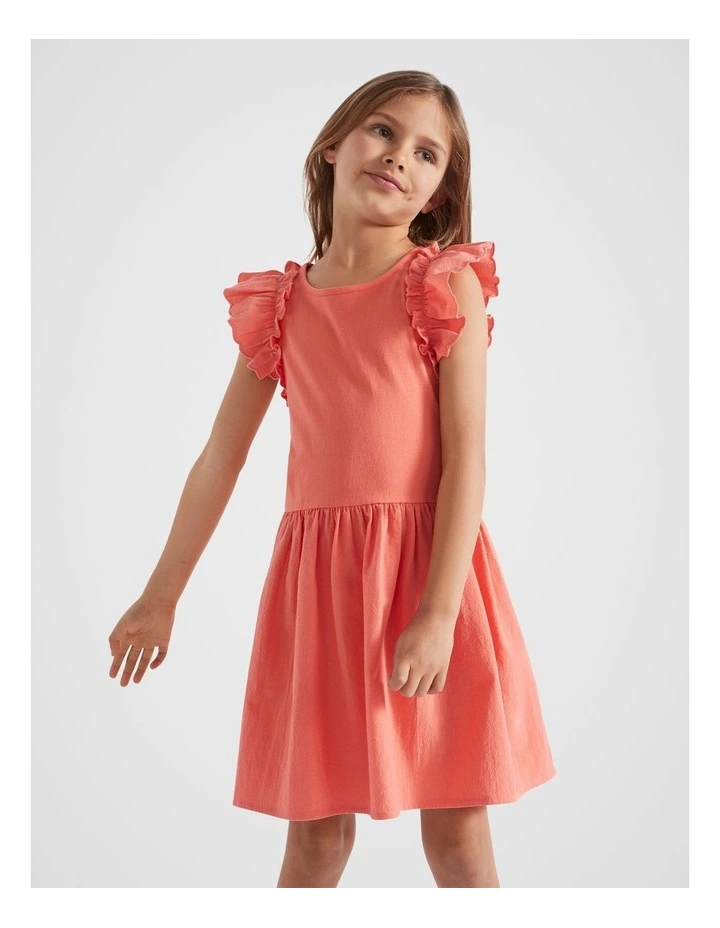 Splice Scollop Dress in Red image 3
