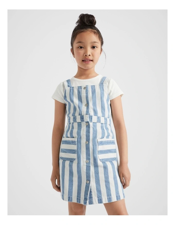 Stripe Pinafore Dress in Denim image 2