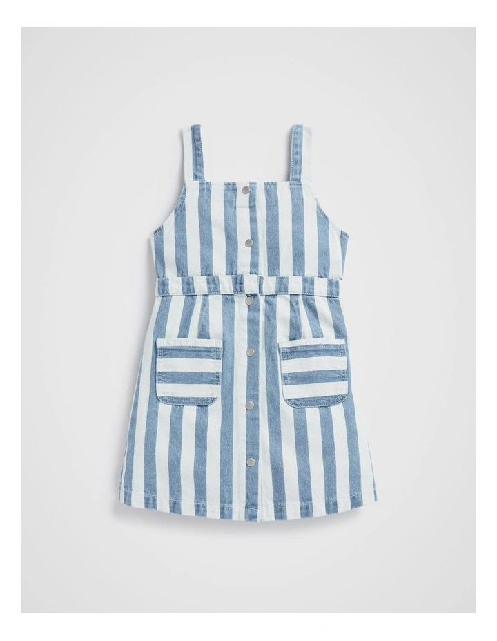 Stripe Pinafore Dress in Denim image 4
