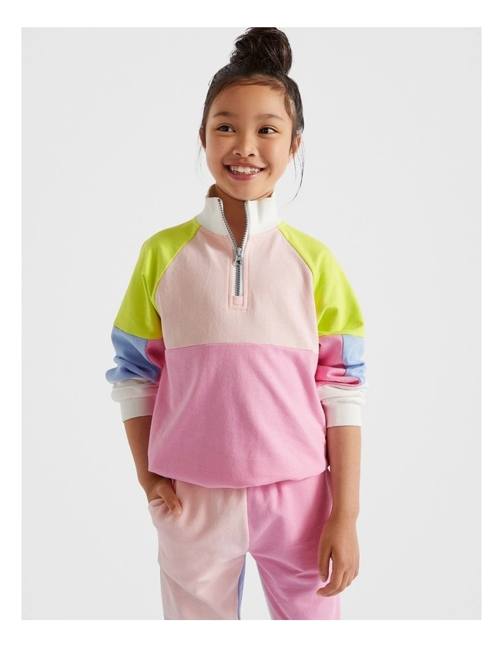 Colourblock Sweat in Candy Pink image 1