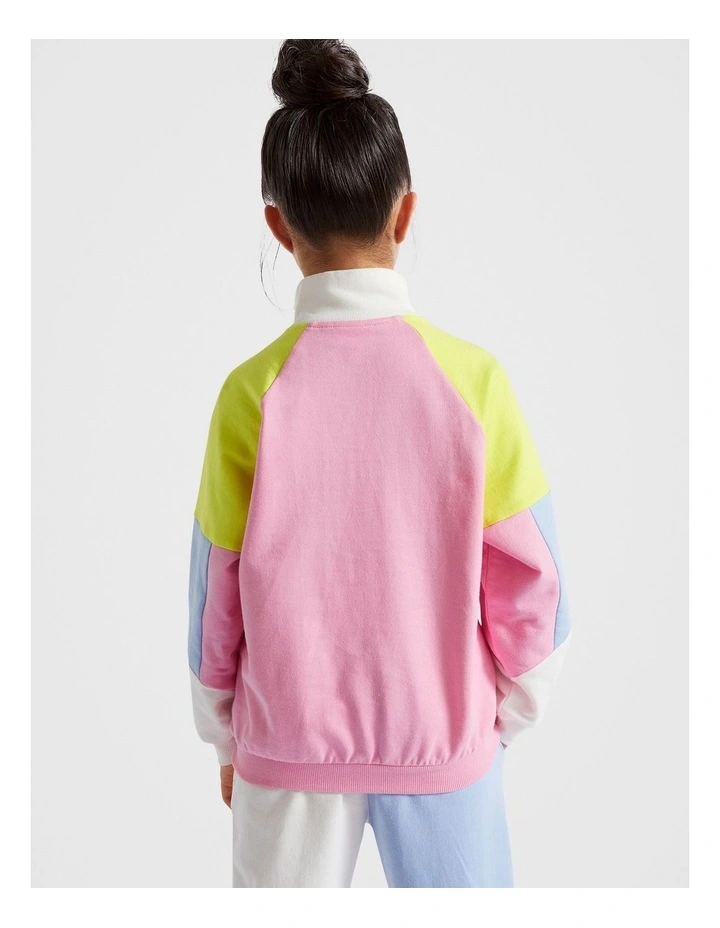 Colourblock Sweat in Candy Pink image 2