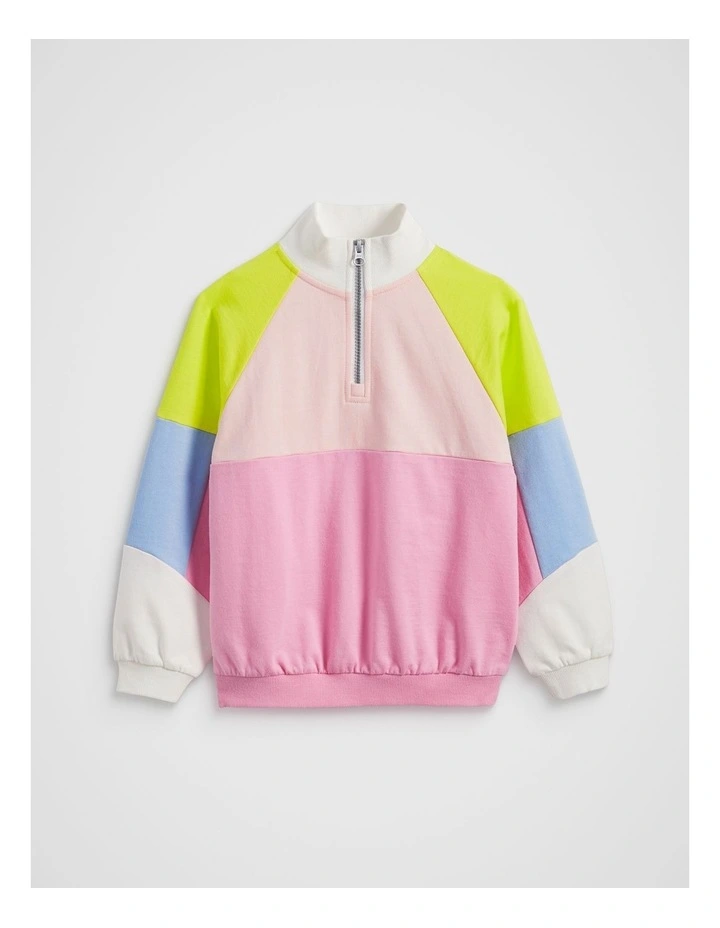 Colourblock Sweat in Candy Pink image 3