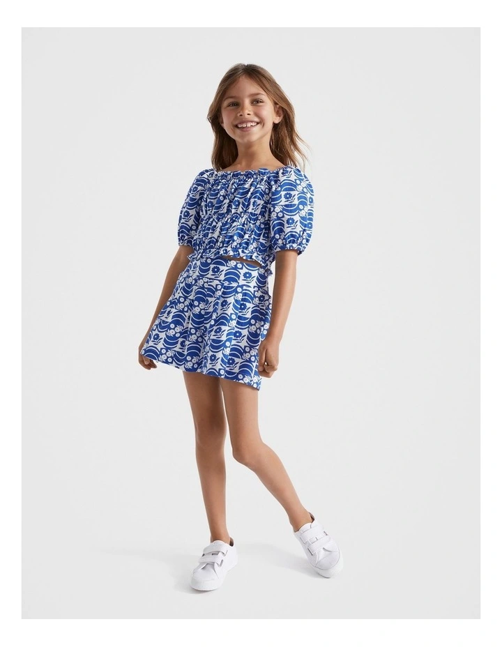 Floral Top in Cobalt Blue image 1