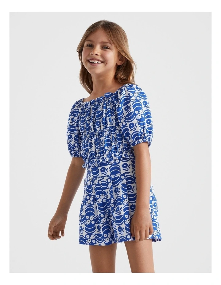 Floral Top in Cobalt Blue image 2