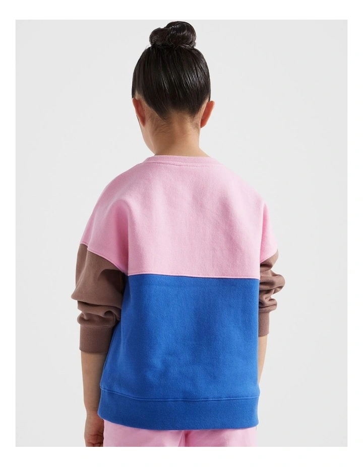 Colourblock Logo Sweat in Pink image 2