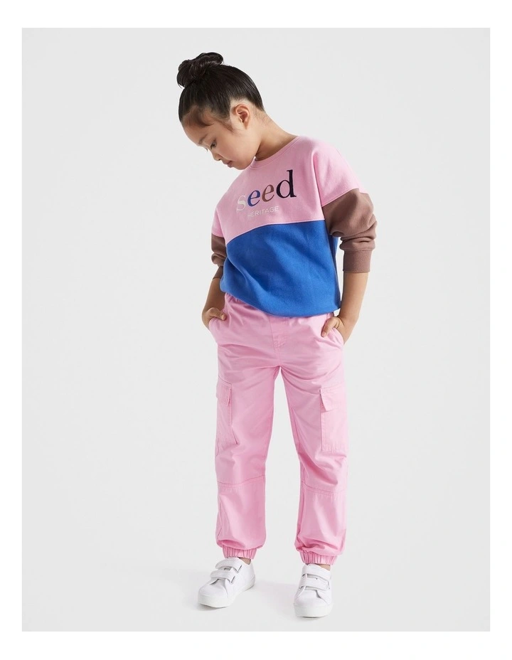 Colourblock Logo Sweat in Pink image 3