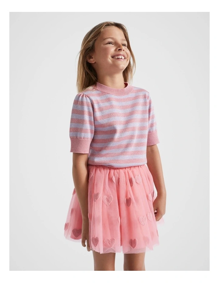 Lurex Knit Top in Peach image 1