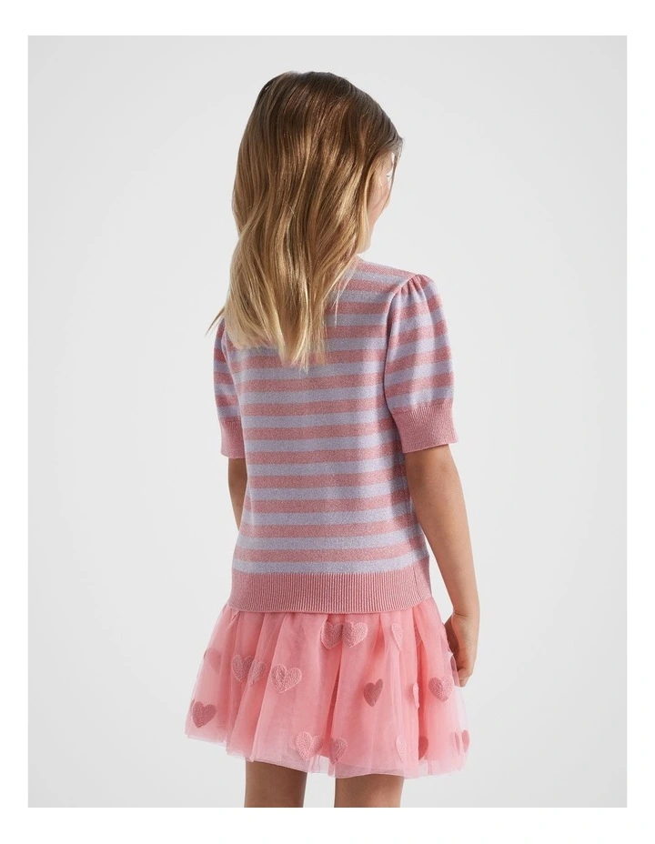 Lurex Knit Top in Peach image 2