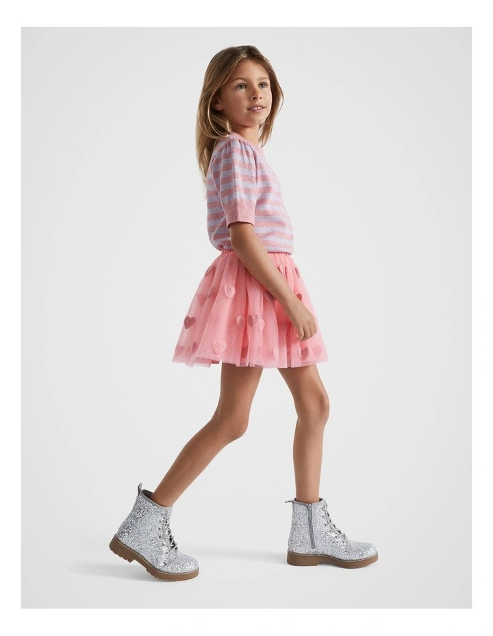 Lurex Knit Top in Peach image 3