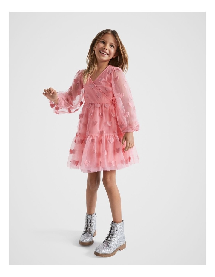 Heart Embroidered Dress in Peach