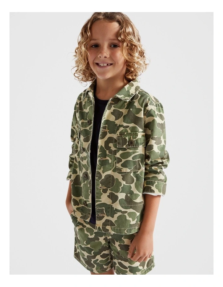 Camo Overshirt in Light Khaki image 2