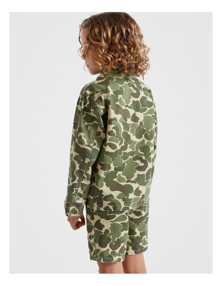 Camo Overshirt in Light Khaki image 3