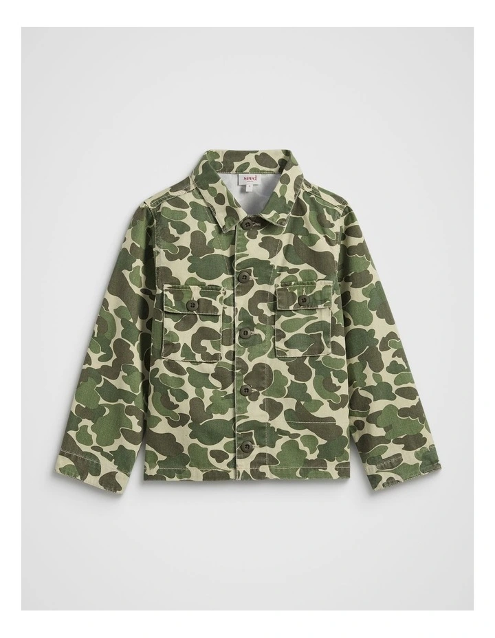 Camo Overshirt in Light Khaki image 4