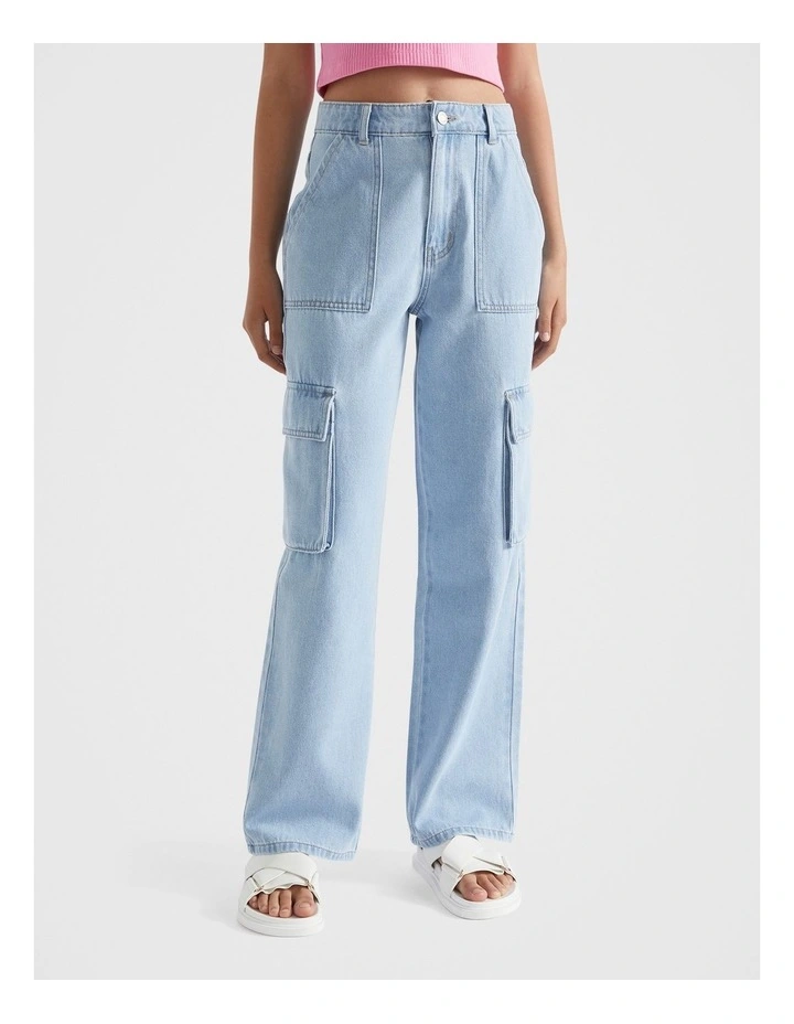Cargo Jean in Light Denim Wash image 1