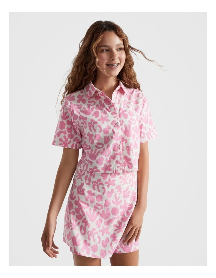 Abstract Print Shirt in Aurora Pink image 1