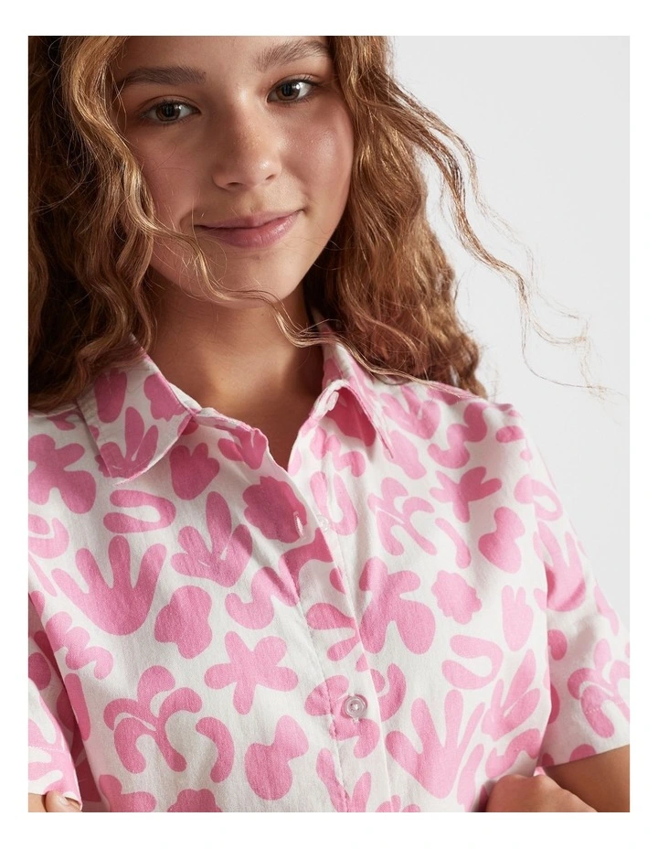 Abstract Print Shirt in Aurora Pink image 3