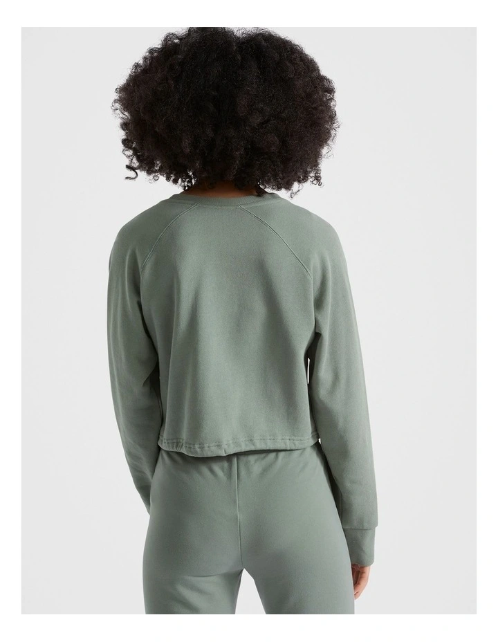 Core Logo Crop Sweater in Olive image 4