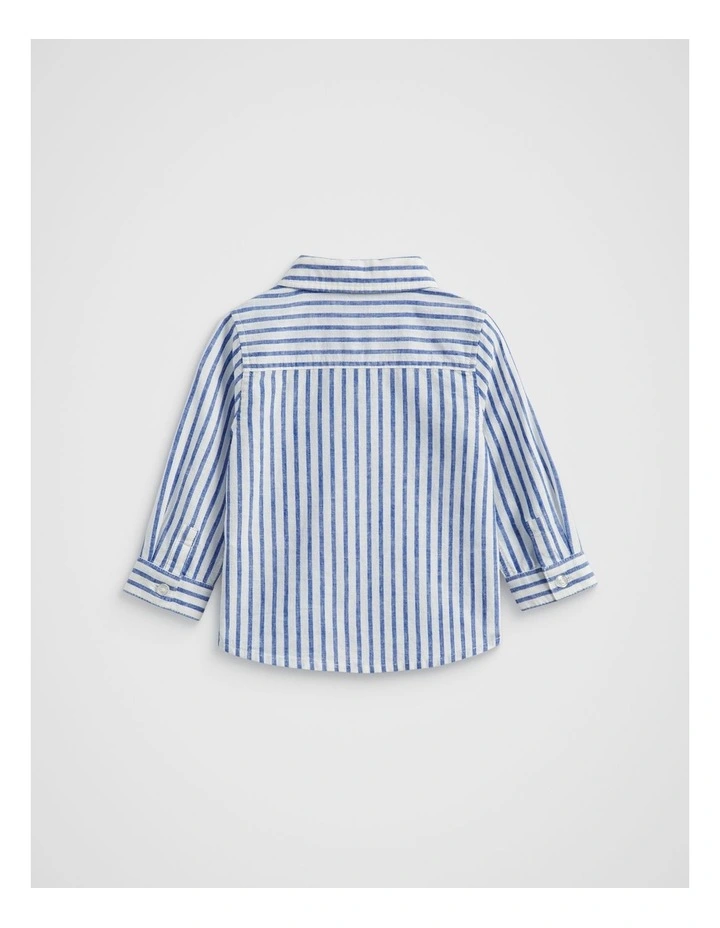Stripe Linen Shirt in Cobalt Blue image 2