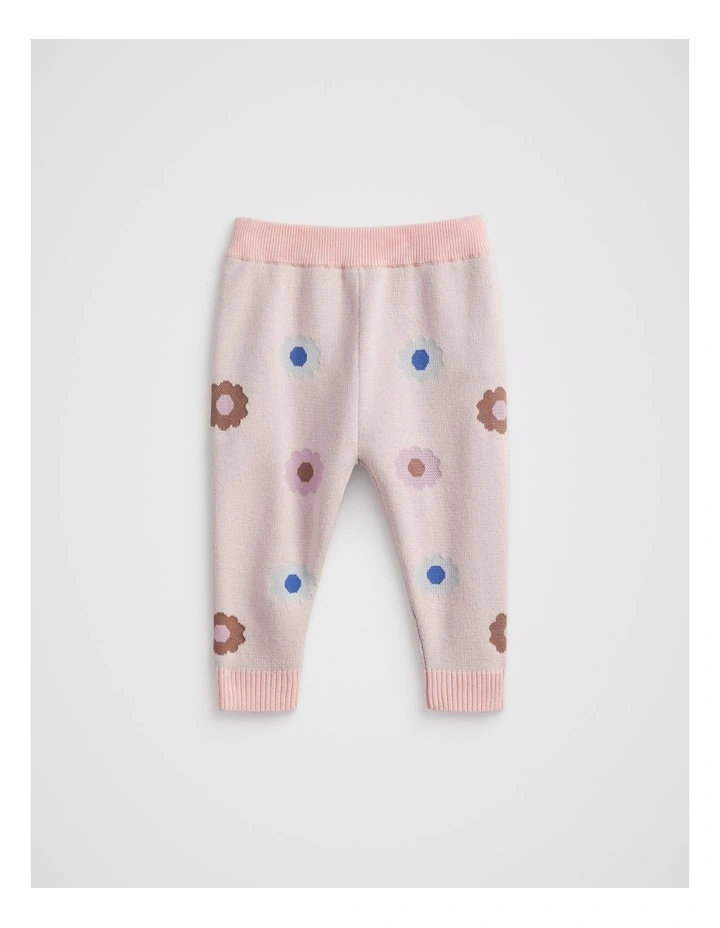 Floral Knit Pant in Dusty Rose image 1
