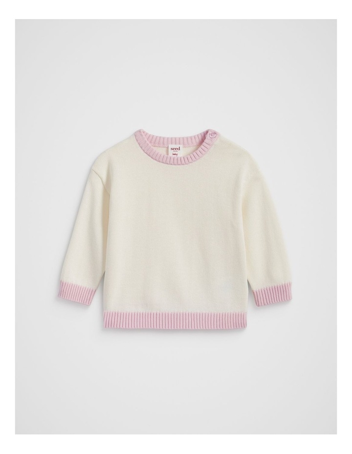 Spliced Knit Jumper in Canvas White