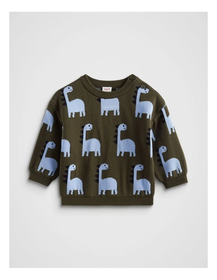 Dino Knit Sweater in Pine image 1