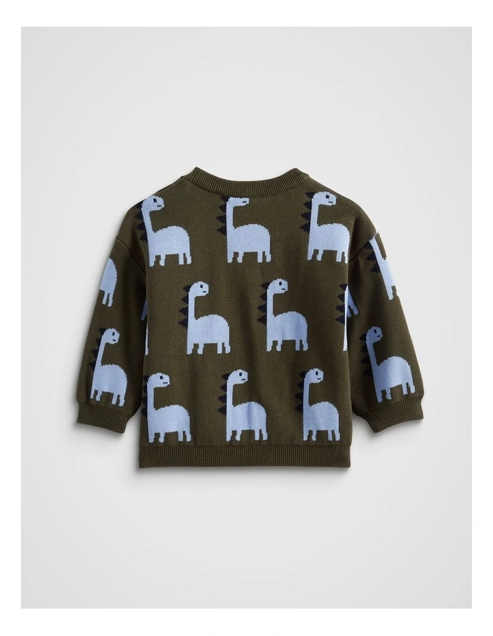 Dino Knit Sweater in Pine image 2