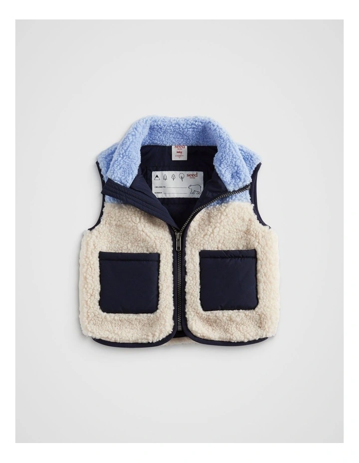 Spliced Teddy Vest in Multi image 1