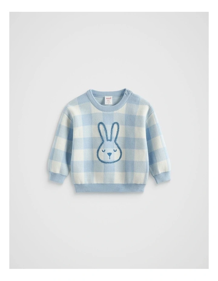 Bunny Knit Sweater in Powder Blue image 1