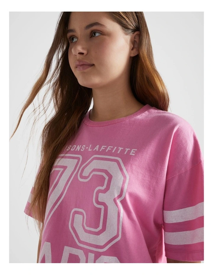 Varsity Tee in Aurora Pink image 3