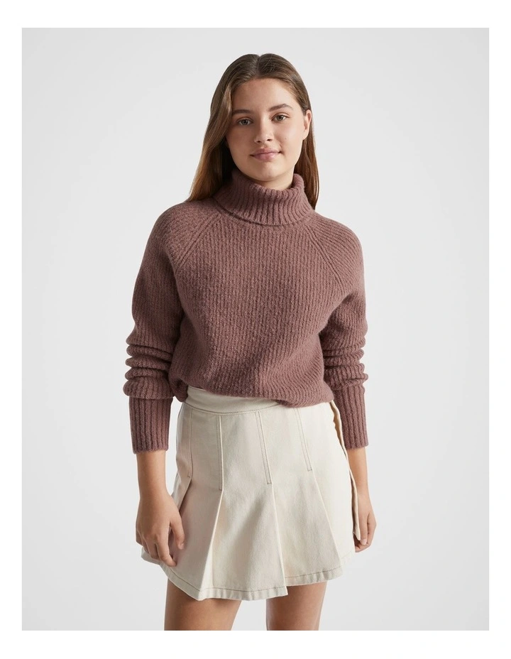 High Neck Crop Knit in Cocoa image 1