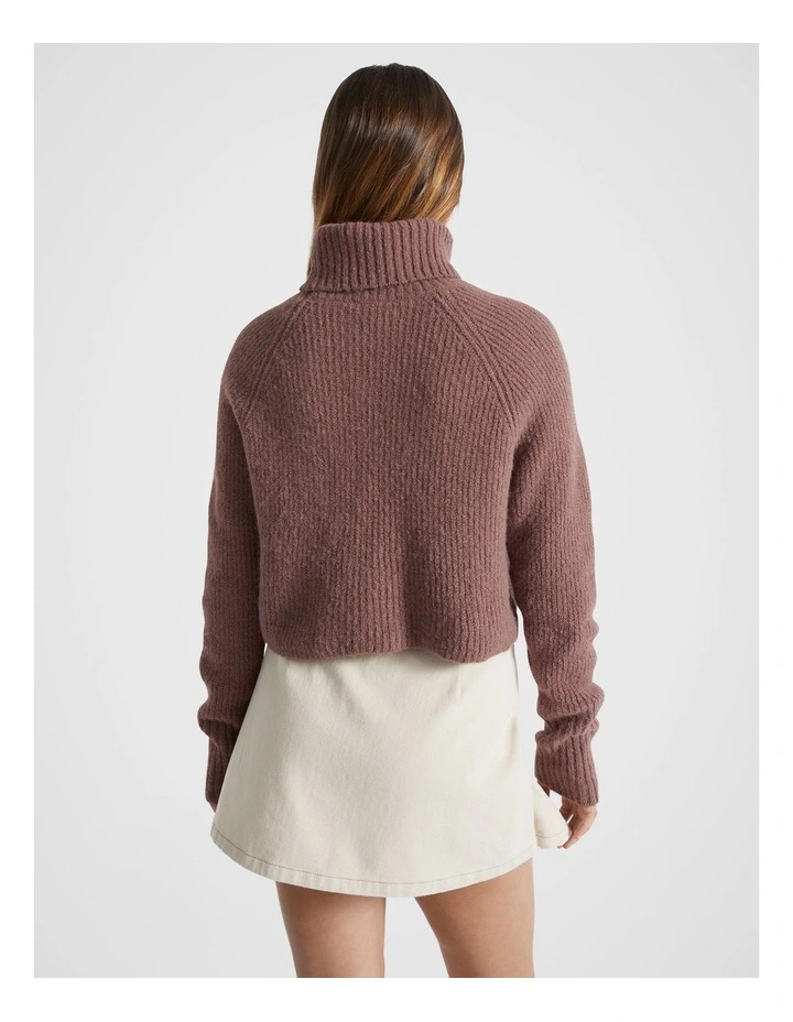 High Neck Crop Knit in Cocoa image 2