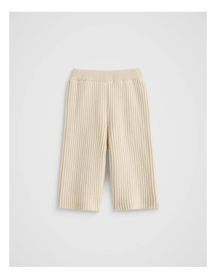 Rib Knit Pant in Creme image 1